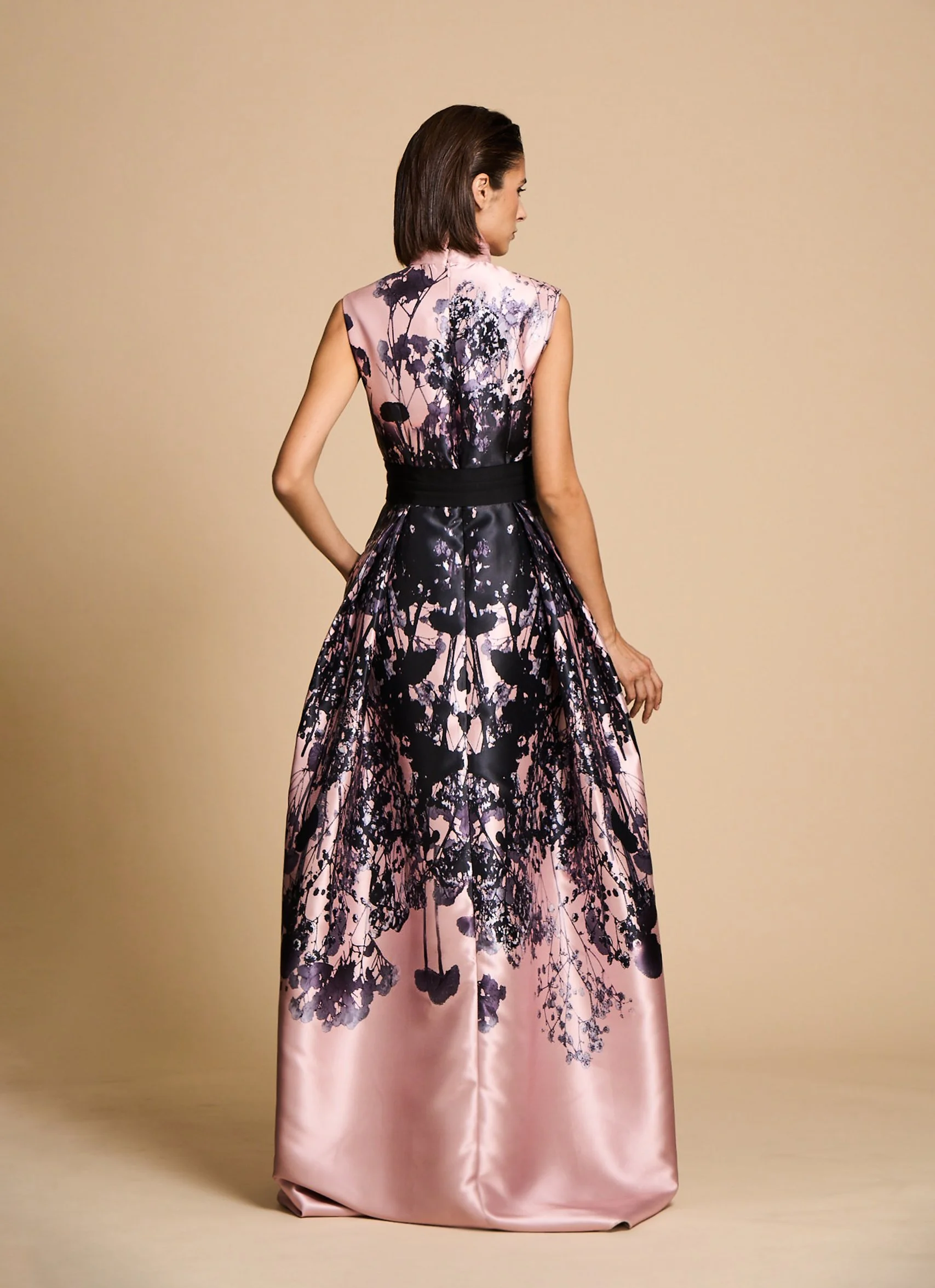 pink and black flower dress CurveWow Angel Sleeve Wrap Floral Curvewow %0D%0AHigh%20elasticity%20for%20a%20better%20fit Black and Pink Flower Print